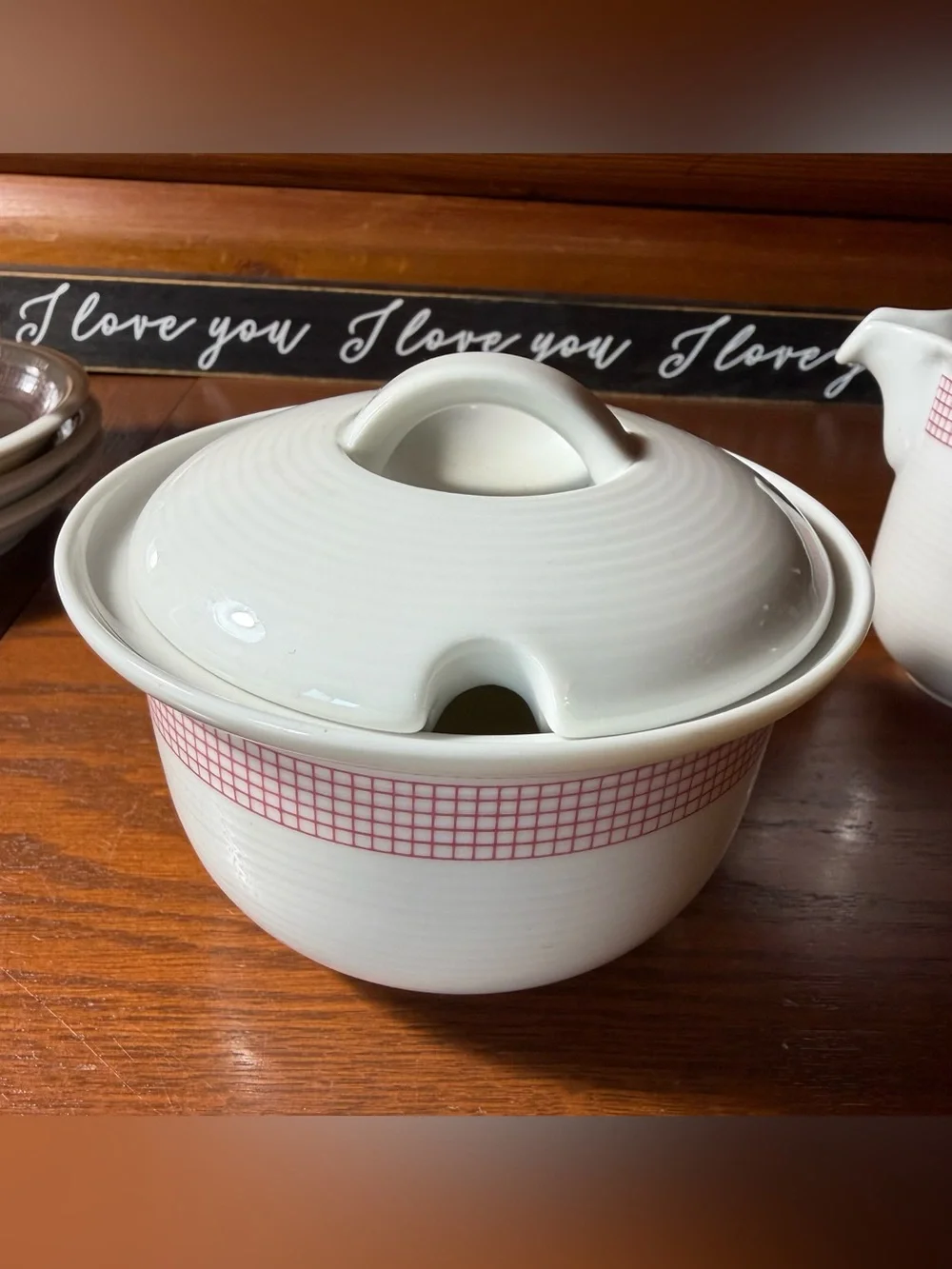 FLORIDA by Thomas Covered Sugar Bowl Lid & Creamer Germany Pink Grid Rosenthal